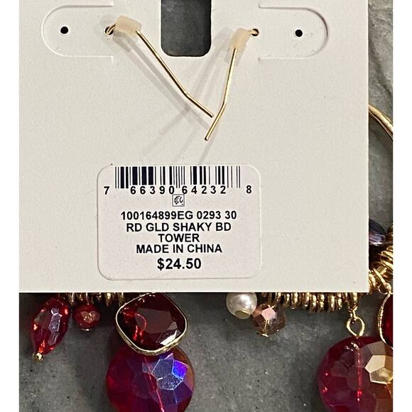 STYLE & CO Gold-Tone Mixed Stone Shaky Bead Drop Earrings - Picture 4 of 4